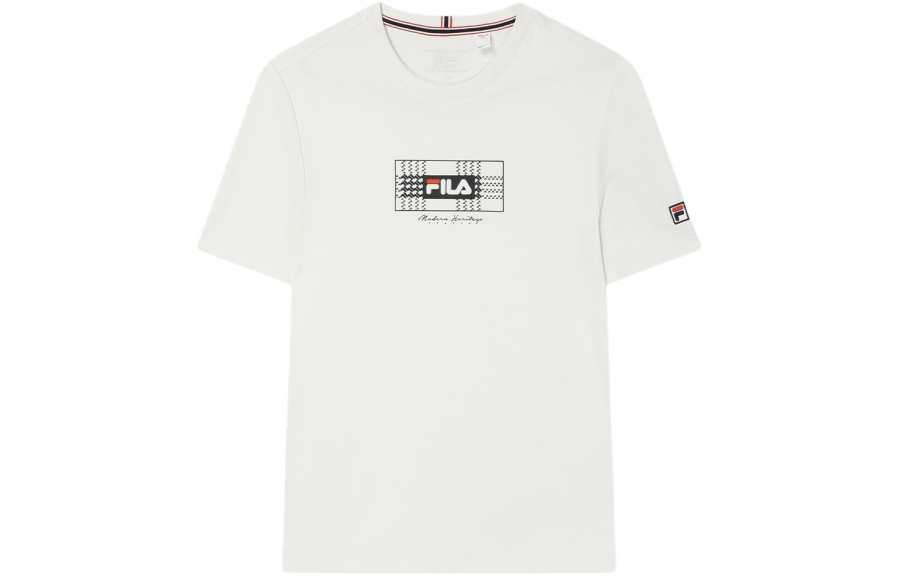 FILA T Shirts Men's Steam White Crew Neck Moderate Straight Fit