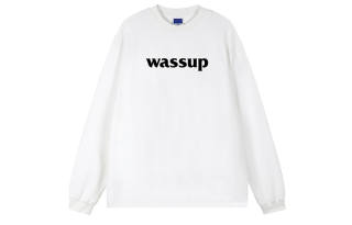 WASSUP Logo T Shirts Unisex Crew Neck Moderate Straight Fit