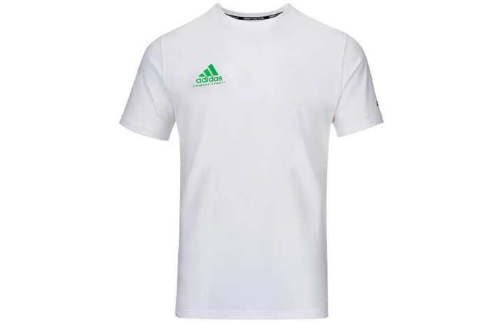 Adidas Adidas T Shirts Men's White With Green Logo Crew Neck Moderate