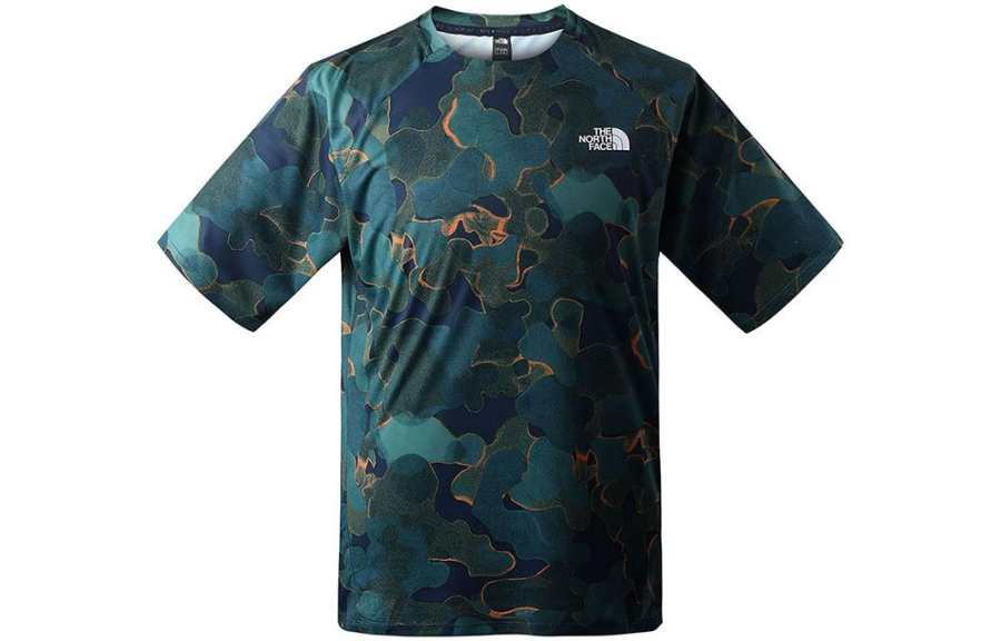 THE NORTH FACE T Shirt Men's Blue Green Print