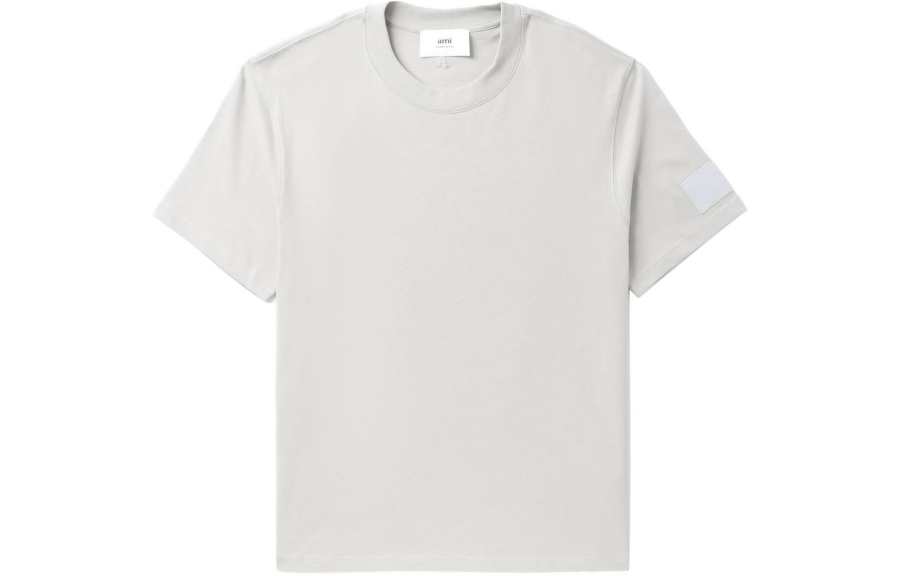 AMIPARIS T Shirts Unisex Pearl Gray Crew Neck Moderate Straight Fit