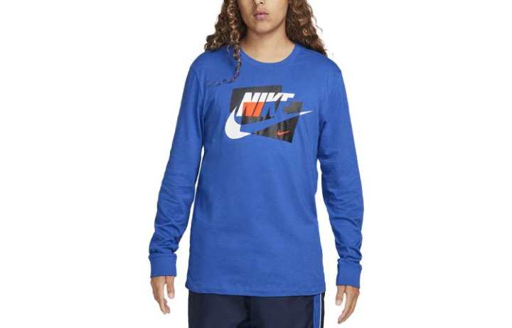 Nike Nike T Shirts Men's Blue Crew Neck Moderate Straight Fit