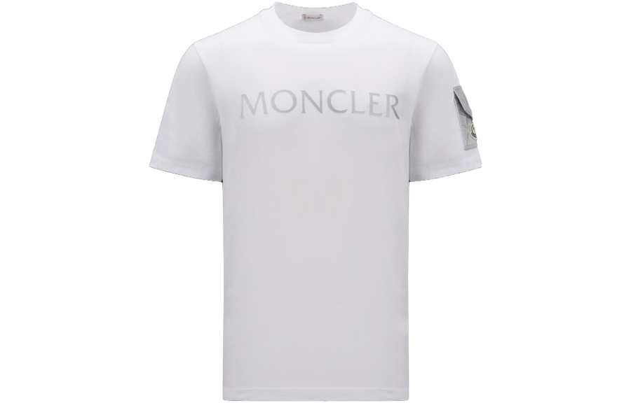 Moncler T Shirts Men's Optical White Crew Neck Moderate Straight Fit