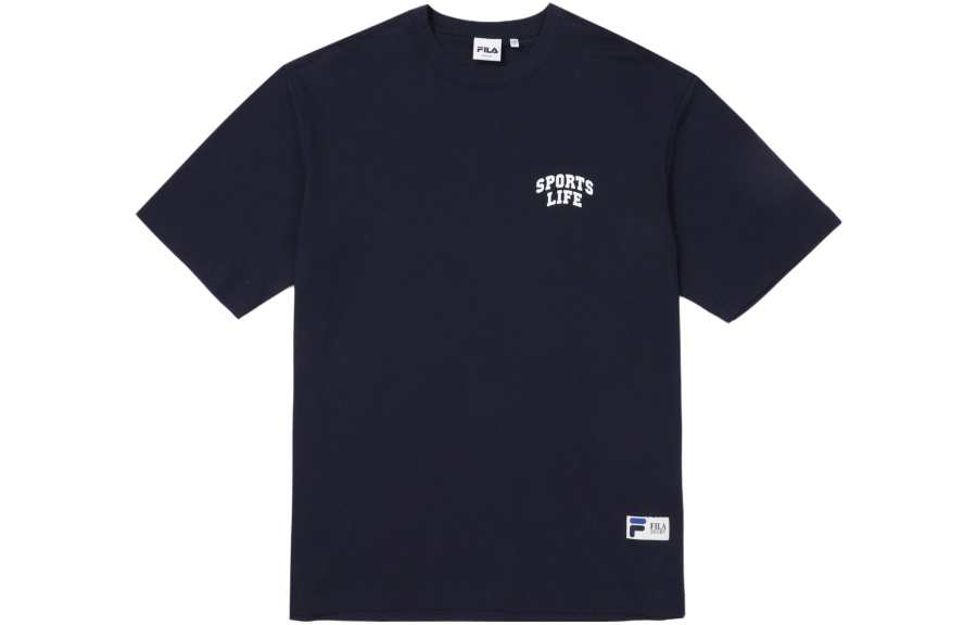 FILA T Shirts Unisex Marine Blue Crew Neck Moderate
