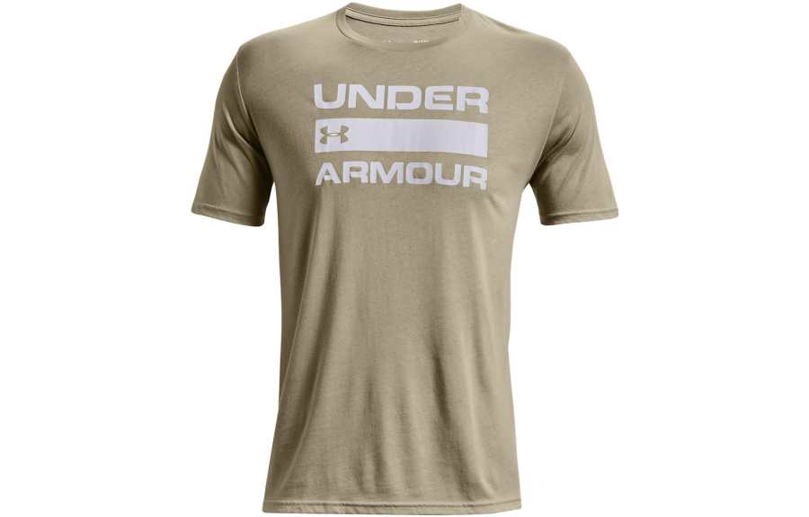 Under Armour T Shirts Men's Khaki Gray Crew Neck Moderate Straight Fit