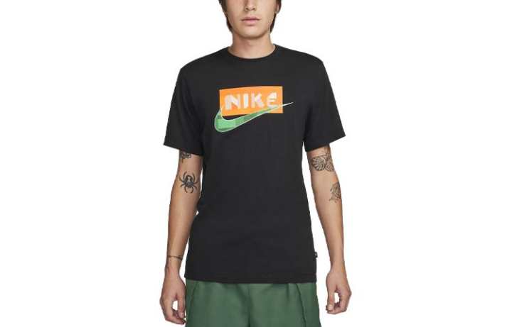 Nike Nike T Shirts Men's Black Crew Neck Moderate Straight Fit