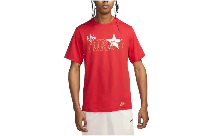 Nike Nike Dri Fit T Shirts Men's Red Crew Neck Moderate Straight Fit