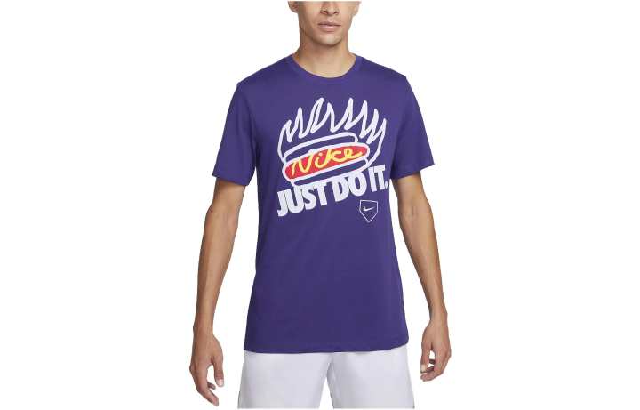 Nike Nike T Shirts Men's Purple Crew Neck Moderate Straight Fit