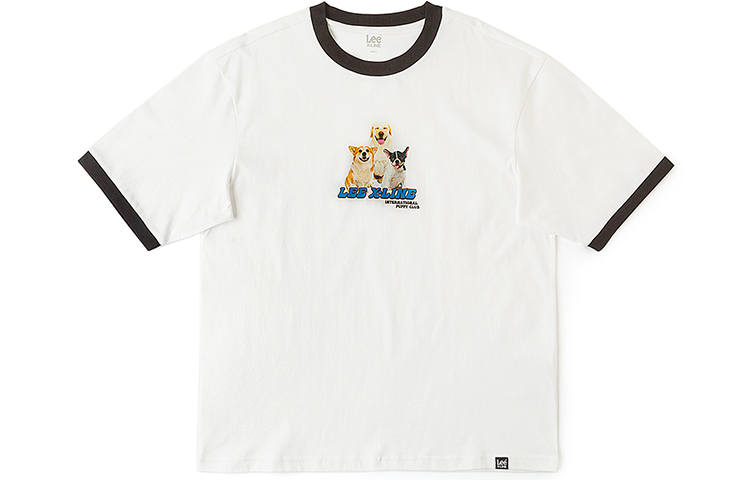Lee T Shirts Unisex White Crew Neck Moderate Straight Fit
