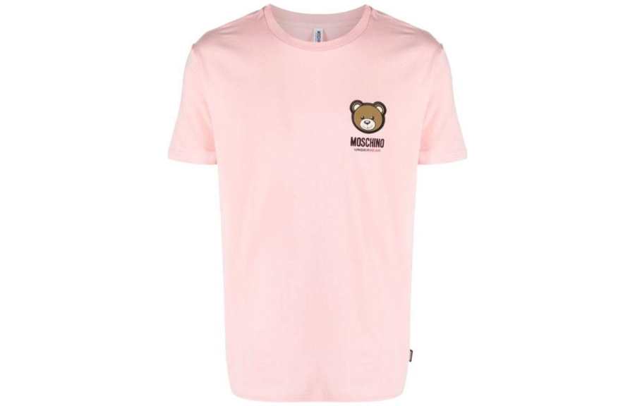 MOSCHINO T Shirts Men's Pink Crew Neck Moderate