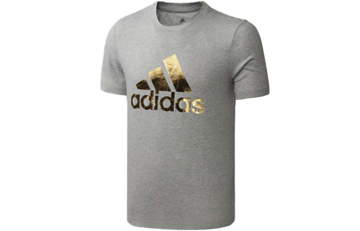 Adidas Adidas T Shirts Men's Gray Crew Neck Moderate Straight Fit