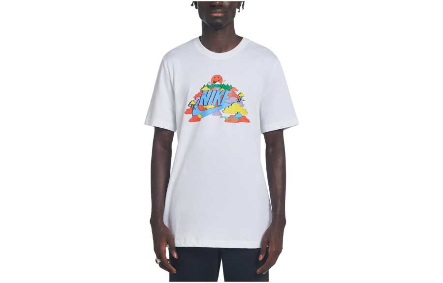 Nike Nike T Shirts Men's White Crew Neck Moderate Straight Fit
