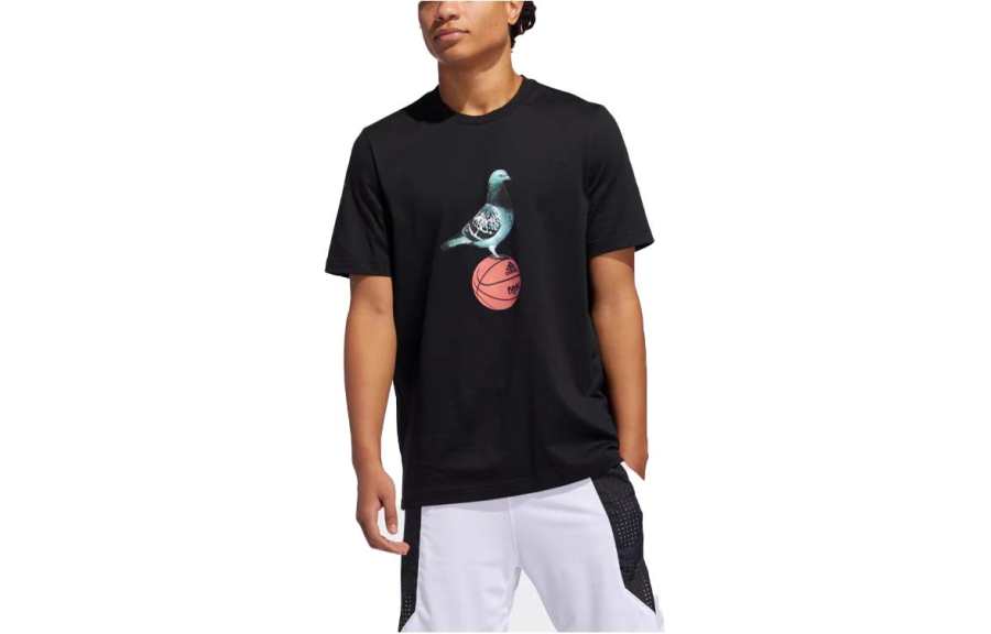Adidas Adidas T Shirts Men's Black Crew Neck Moderate Straight Fit