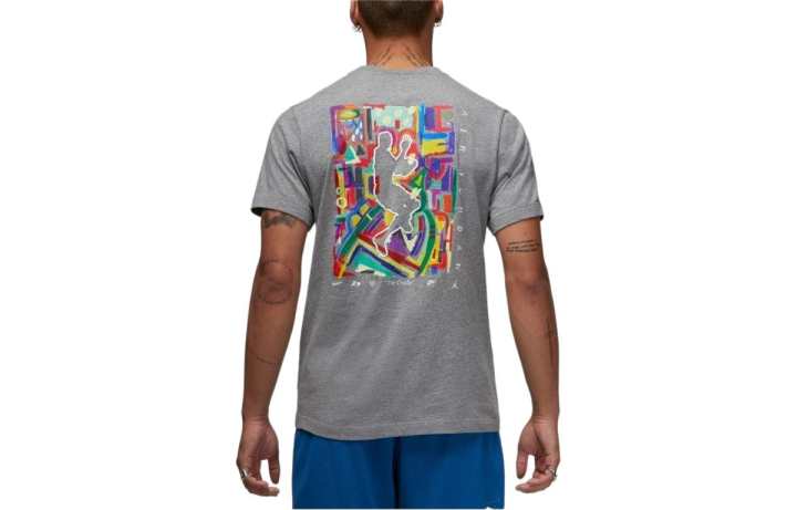 Jordan Jordan T Shirts Men's Gray Crew Neck Moderate Straight Fit