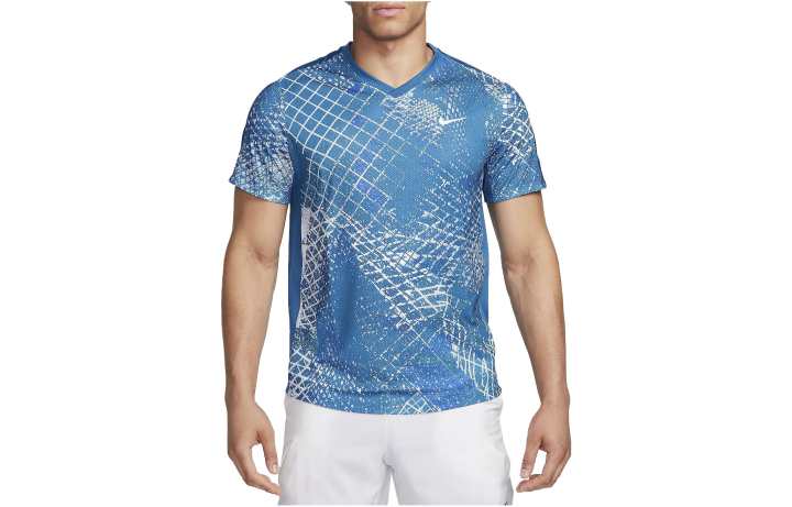 Nike Nike T Shirts Men's Blue V Neck Moderate Straight Fit