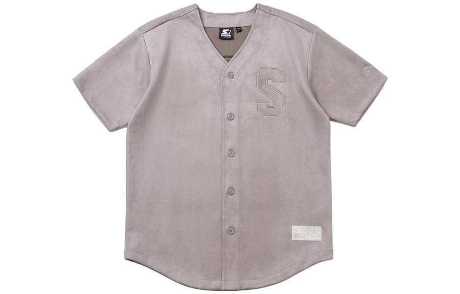 STARTER STARTER T Shirts Men's Seagull Gray V Neck Moderate Straight Fit