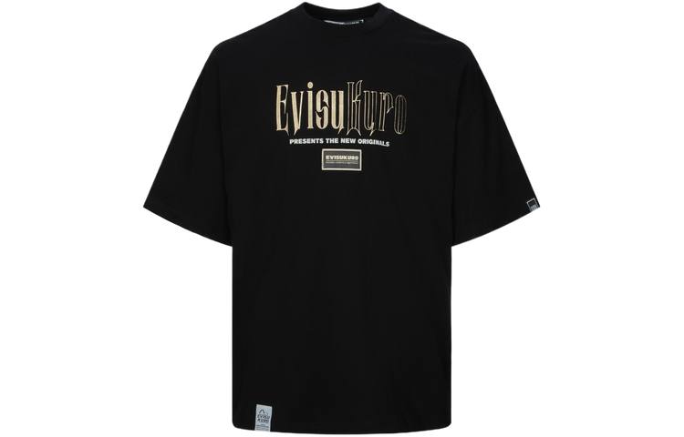 EVISU T Shirts Men's Black Crew Neck Moderate Straight Fit