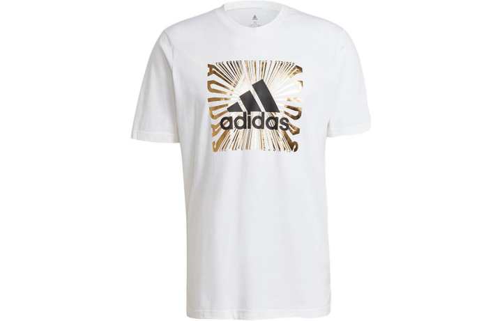 Adidas Adidas T Shirts Men's White Crew Neck Moderate Straight Fit
