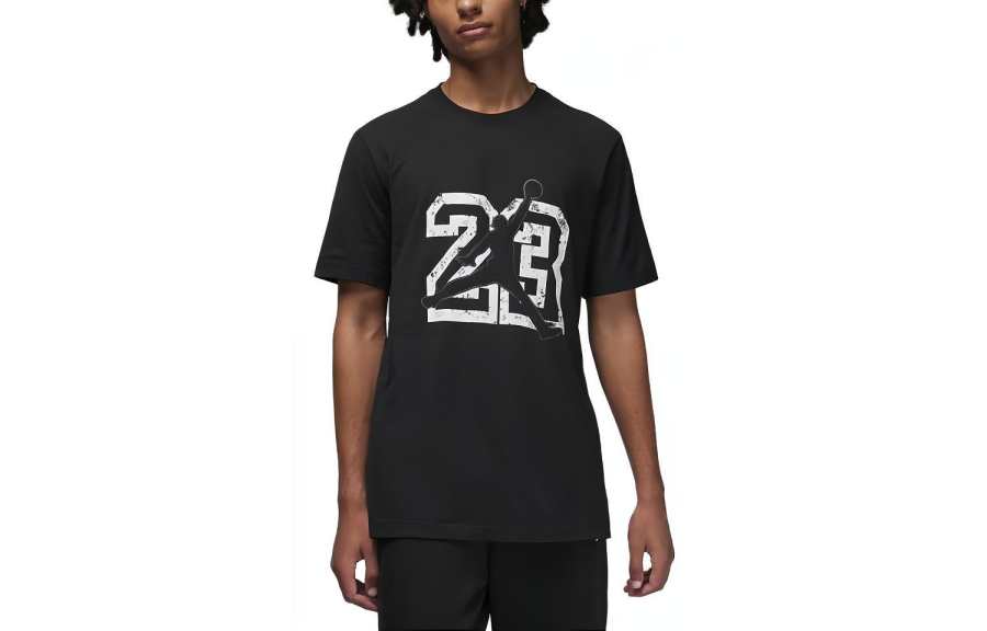 Jordan Jordan T Shirts Men's Black Crew Neck Moderate Straight Fit