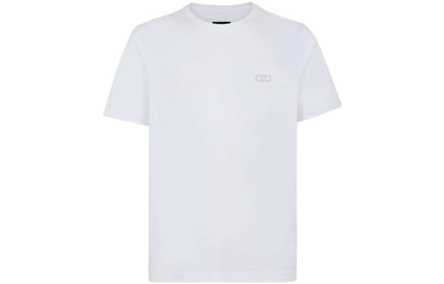 FENDI T Shirts Men's White Crew Neck Moderate Straight Fit