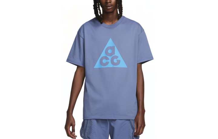 Nike Nike T Shirts Men's Diffused Blue Crew Neck Moderate Straight Fit