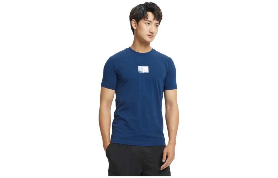 Calvin Klein T Shirts Men's Blue Crew Neck Moderate Straight Fit