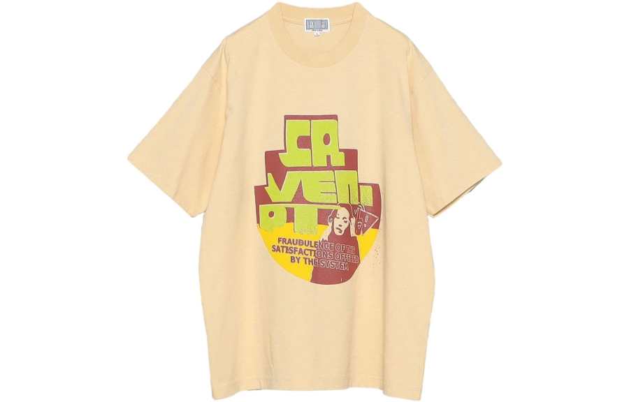 Cav Empt T Shirts Men's Apricot Crew Neck Moderate Straight Fit