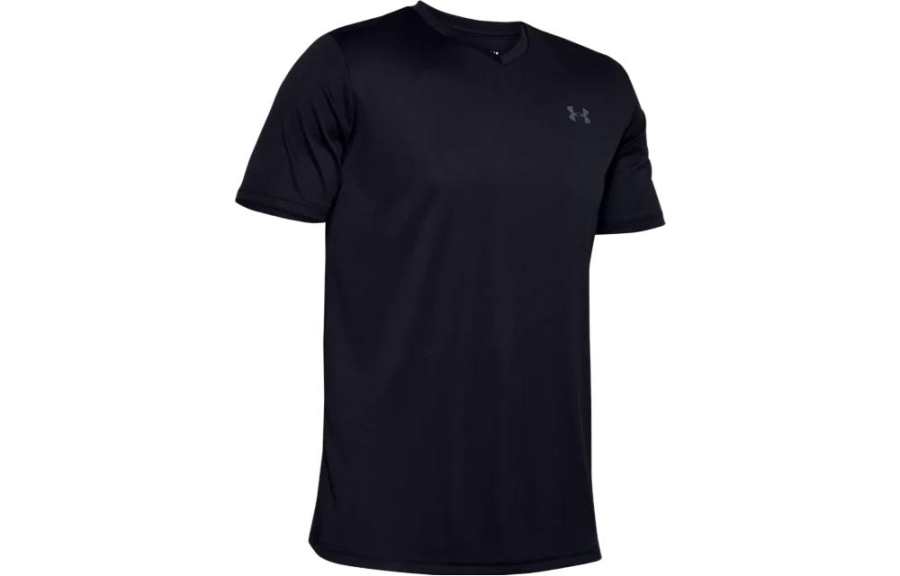 Under Armour Velocity T Shirts Men's Black V Neck Moderate Straight Fit