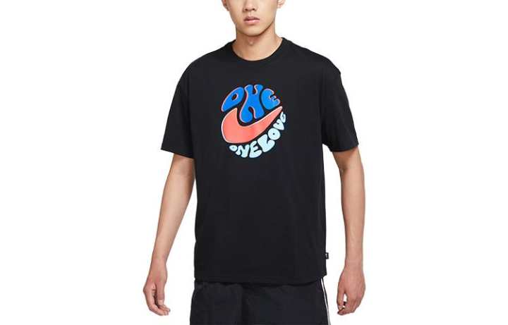 Nike Nike T Shirts Men's Black Crew Neck Moderate Straight Fit
