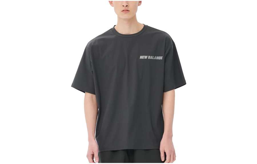 New Balance New Balance T Shirts Men's Black Crew Neck Moderate Straight Fit