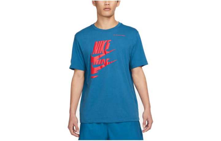 Nike Nike T Shirts Men's Blue Crew Neck Moderate Straight Fit