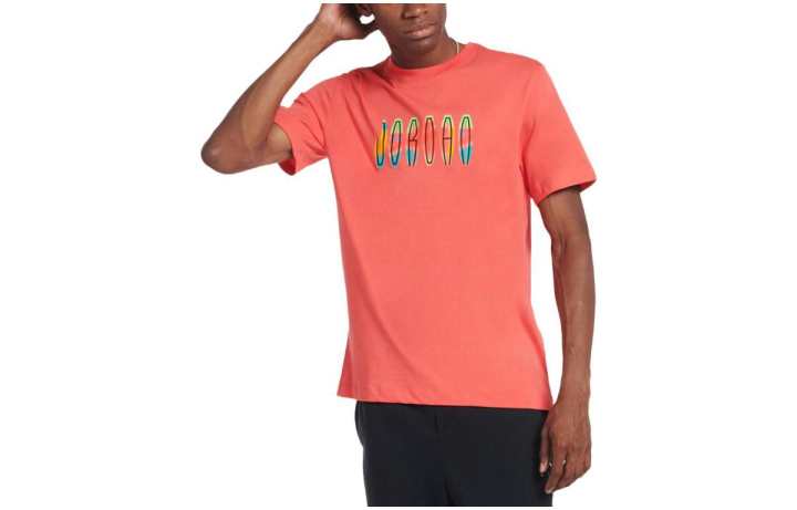 Jordan Jordan T Shirts Men's Orange Crew Neck Moderate Straight Fit