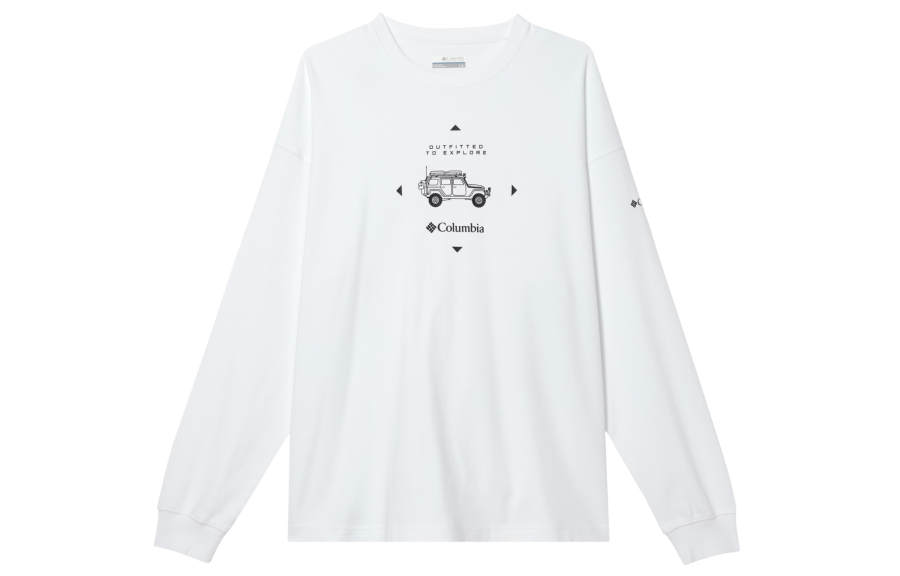 Columbia T Shirts Unisex White Crew Neck Moderate Straight Fit