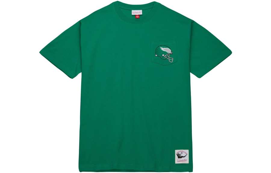 Mitchell Ness T Shirts Men's Green Crew Neck Moderate Straight Fit