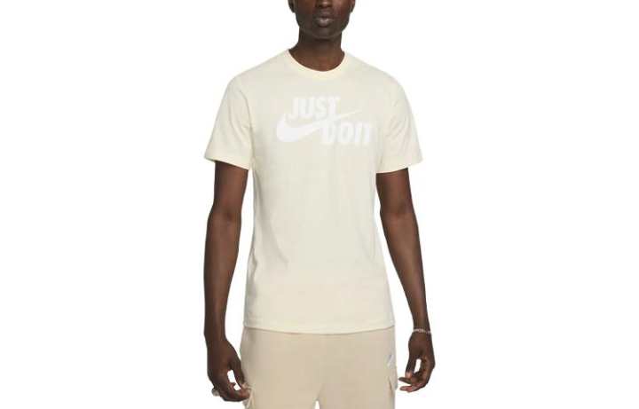 Nike Nike Sportswear JDI T Shirts Men's Ivory White Crew Neck Moderate Straight Fit