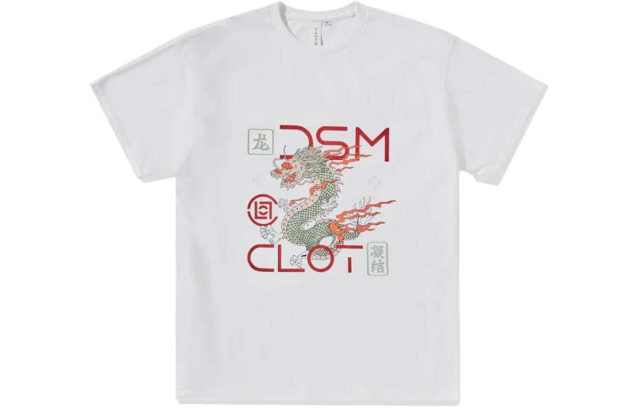 CLOT DSM T Shirts Unisex White Crew Neck Moderate Straight Fit