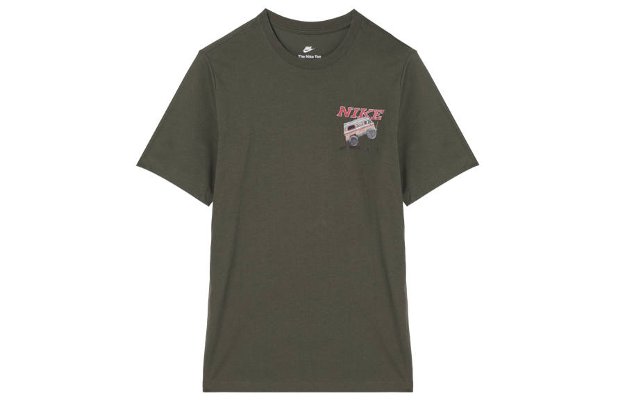 Nike Nike T Shirts Men's Khaki Green Crew Neck Moderate Straight Fit