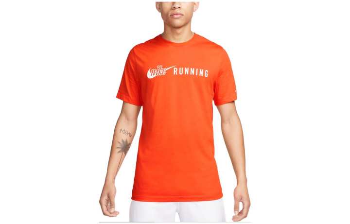 Nike Nike T Shirts Men's Orange Crew Neck Moderate Straight Fit