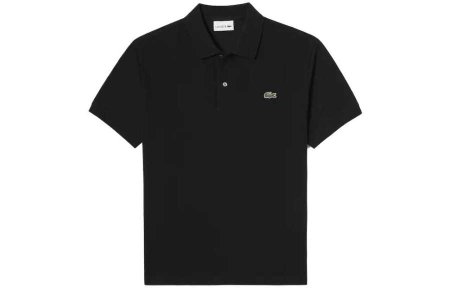 LACOSTE T Shirts Men's Black Polo Collar Moderate Straight Fit