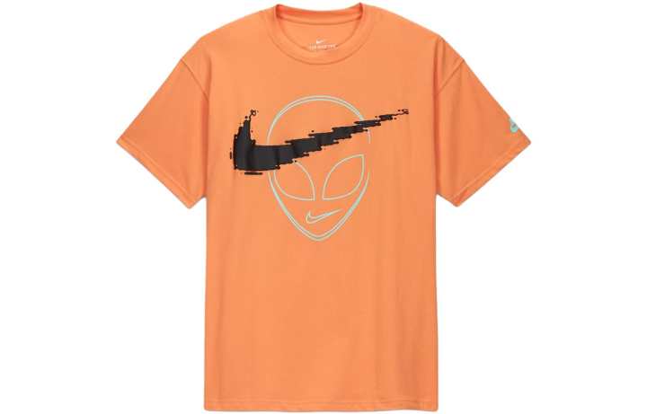 Nike Nike T Shirts Men's Orange Crew Neck Moderate Straight Fit