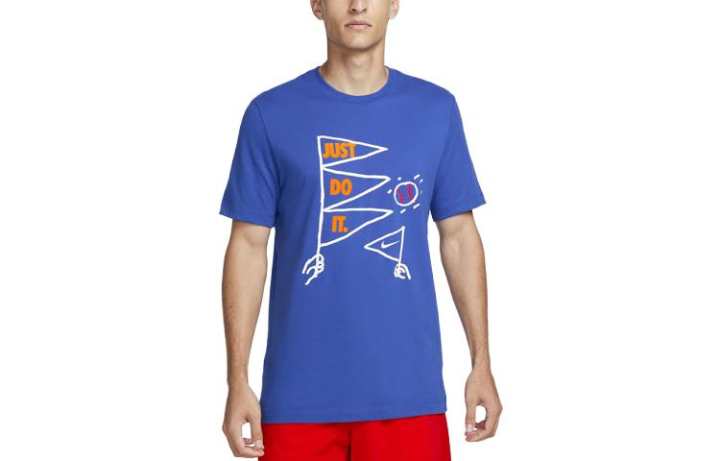 Nike Nike T Shirts Men's Blue Crew Neck Moderate Straight Fit