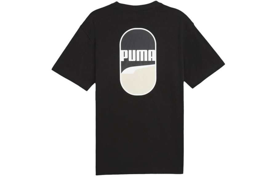 PUMA Downtown T Shirts Unisex Black Crew Neck Moderate
