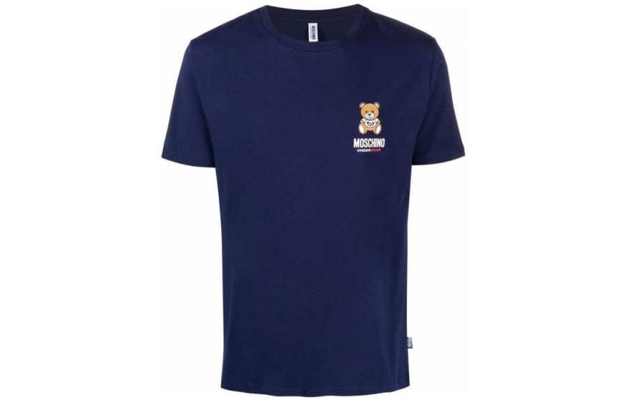MOSCHINO T Shirts Men's Blue Crew Neck Moderate