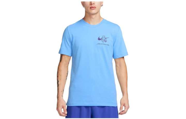 Nike Nike T Shirts Men's Blue Crew Neck Moderate Straight Fit
