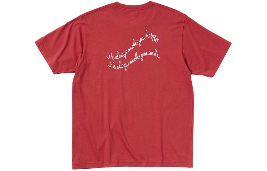 UNIQLO T Shirts Unisex Red Crew Neck Moderate Other