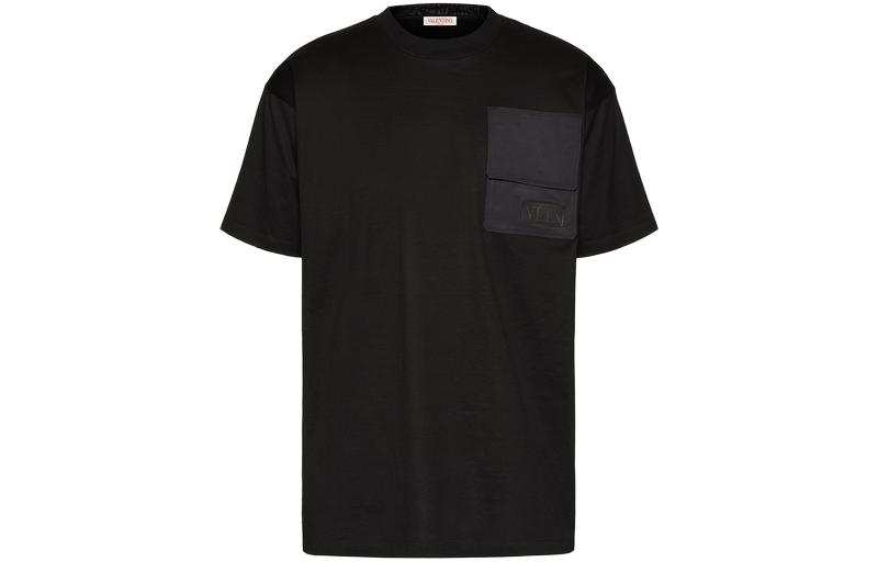 Valentino T Shirts Men's Black Crew Neck Moderate Straight Fit