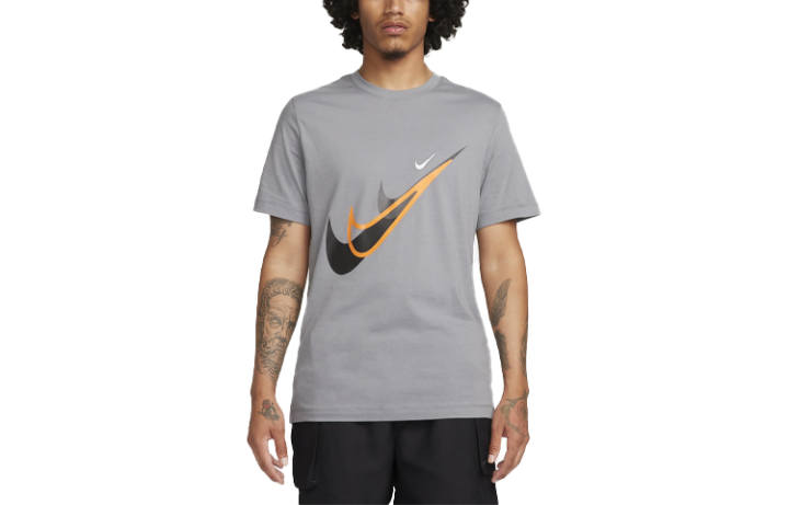 Nike Nike T Shirts Men's Cool Gray Crew Neck Moderate Straight Fit