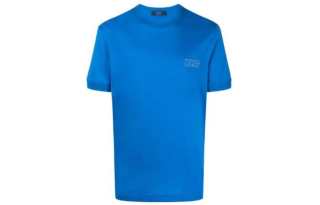 KITON T Shirts Men's Blue Crew Neck Moderate Straight Fit