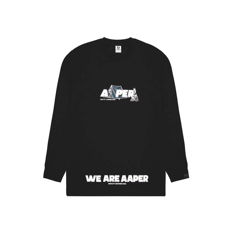 Aape T Shirts Men's Black BKX Crew Neck Moderate Straight Fit