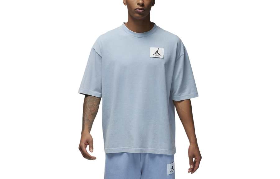 Jordan Jordan AS T Shirts Men's Blue Gray Crew Neck Moderate Straight Fit